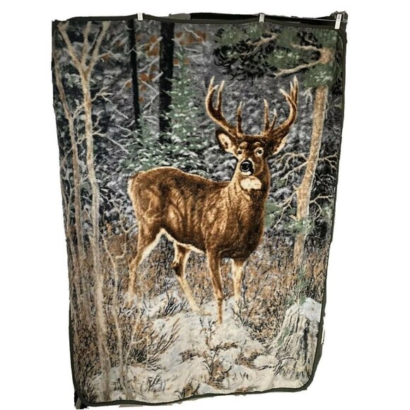 Vintage Northwest Deer Buck Reversible Throw 63x50 - Picture 2 of 7